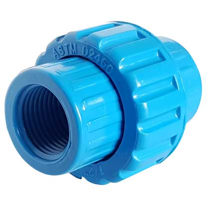 In-House Blue PVC Union Patente (Plain / Threaded)
